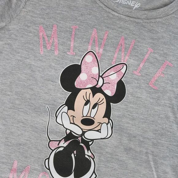 Jerry Leigh Girls Minnie Mouse Glitter Bow Short Sleeve T-Shirt - Picture 3 of 4